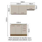 Armário de Cozinha Compacta 180cm Rustic/Crema Agata Madesa 09