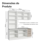 Armário de Cozinha Compacta 190cm com Cristaleira Branco/Crema Agata Madesa 01