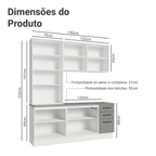 Armário de Cozinha Compacta 190cm com Cristaleira Branco/Cinza Agata Madesa 01