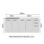 Kit com 2 Balcões de Cozinha Madesa Agata 3 Gavetas 4 Portas (Sem Tampo e Pia) Branco