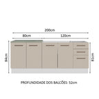 Kit com 2 Balcões de Cozinha 3 Gavetas 4 Portas (Sem Tampo e Pia) Branco/Crema Agata Madesa