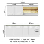 Armário de Cozinha Completa 240cm Branco 60cm de Profundidade Agata Madesa 01