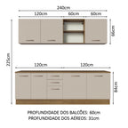 Armário de Cozinha Completa 240cm Rustic/Crema 60cm de Profundidade Agata Madesa 02