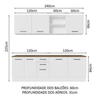 Armário de Cozinha Completa 240cm Branco/Rustic 60cm de Profundidade Agata Madesa 02