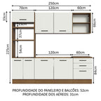 Armário de Cozinha Completa 250cm Rustic/Branco Agata Madesa 01