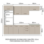 Armário de Cozinha Completa 270cm Branco/Crema Agata Madesa 01