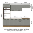 Armário de Cozinha Completa 270cm Rustic/Cinza Agata Madesa 01