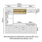 Armário de Cozinha Completa 270cm Branco Agata Madesa 03