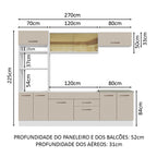 Armário de Cozinha Completa 270cm Branco/Crema Agata Madesa 03