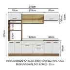 Armário de Cozinha Completa 270cm Rustic Branco Agata Madesa 03