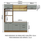 Armário de Cozinha Completa 270cm Rustic Cinza Agata Madesa 04