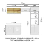 Armário de Cozinha Completa 270cm Branco Agata Madesa 05