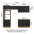 Armário de  Cozinha Completa 270cm Rustic/Preto Agata Madesa 07