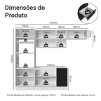 Armário de Cozinha Completa 270 cm Branco/Preto Agata Madesa 12