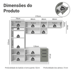 Armário de Cozinha Completa 270 cm Branco/Cinza Agata Madesa 12