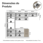 Armário de Cozinha Completa 270 cm Branco/Crema Agata Madesa 12