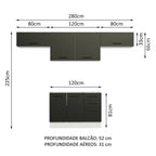 Armário de Cozinha Compacta 280cm Branco/Preto Agata Madesa 02