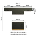 Armário de Cozinha Compacta 280cm Rustic/Preto Agata Madesa 02