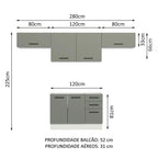 Armário de Cozinha Compacta 280cm Branco/Cinza Agata Madesa 02