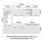 Armário de Cozinha Completa 310cm Branco Agata Madesa 02