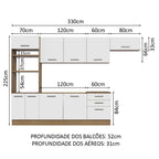 Armário de Cozinha Completa 330cm Rustic Branco Agata Madesa 01