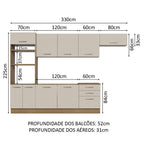 Armário de Cozinha Completa 330cm Rustic/Crema Agata Madesa 01