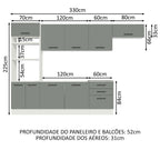 Armário de Cozinha Completa 330cm Branco Cinza Agata Madesa 01