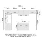 Armário de Cozinha Completa 350cm Branco Agata Madesa 01