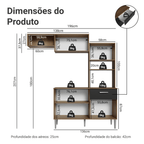 Armário de Cozinha Compacta 196cm Rustic/Preto Aura Madesa 01