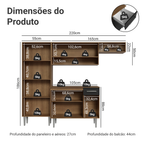 Armário de Cozinha Completa 220 cm Rustic/Preto Deli Madesa 02