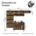 Armário de Cozinha Completa 220 cm Rustic/Preto Deli Madesa 03