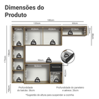 Armário de Cozinha Compacta 180cm Rustic/Preto Easy Madesa