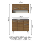 Armário de Cozinha Compacta 105cm com Pia Rustic Emilly Madesa 04