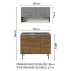 Armário de Cozinha Compacta 105cm com Pia Rustic/Cinza Emilly Madesa 04
