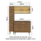 Armário de Cozinha Compacta 137cm Rustic Emilly Madesa 06