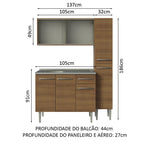 Armário de Cozinha Compacta 137cm com Pia Rustic Emilly Madesa 07