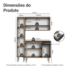 Armário de Cozinha Compacta 137 cm Rustic/Preto Emilly Madesa 012