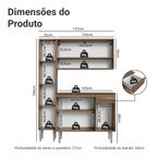 Armário de Cozinha Compacta 137 cm Rustic/Cinza Emilly Madesa 012