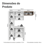Armário de Cozinha Compacta 156 cm Branco/Rustic Emilly Madesa 01