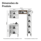 Armário de Cozinha Compacta 156 cm Branco/Rustic Emilly Madesa 02