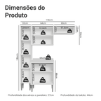 Armário de Cozinha Compacta 156cm Branco Emilly Madesa 03