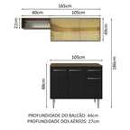 Armário de Cozinha Compacta 165cm Rustic/Preto Emilly Madesa 04