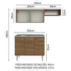 Armário de Cozinha Compacta 165cm com Pia Rustic Emilly Madesa 05