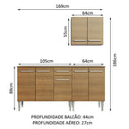 Armário de Cozinha Compacta 169cm Rustic Emilly Free Madesa 01