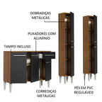 Armário de Cozinha Compacta 169cm Rustic/Preto Emilly Front Madesa 02