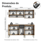 Armário de Cozinha Completa 169cm Rustic/Preto Emilly Dance Madesa 07