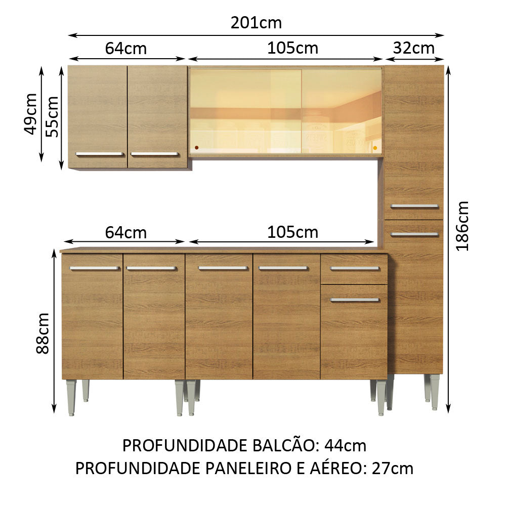 Armário de Cozinha Completa 201cm Rustic Emilly West Madesa 03
