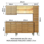 Armário de Cozinha Completa 201cm Rustic Emilly West Madesa 03