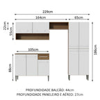 Armário de Cozinha Compacta 229cm Branco/Rustic Emilly Pop Madesa 02