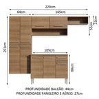 Armário de Cozinha Completa 229cm Rustic Emilly Fit Madesa 03